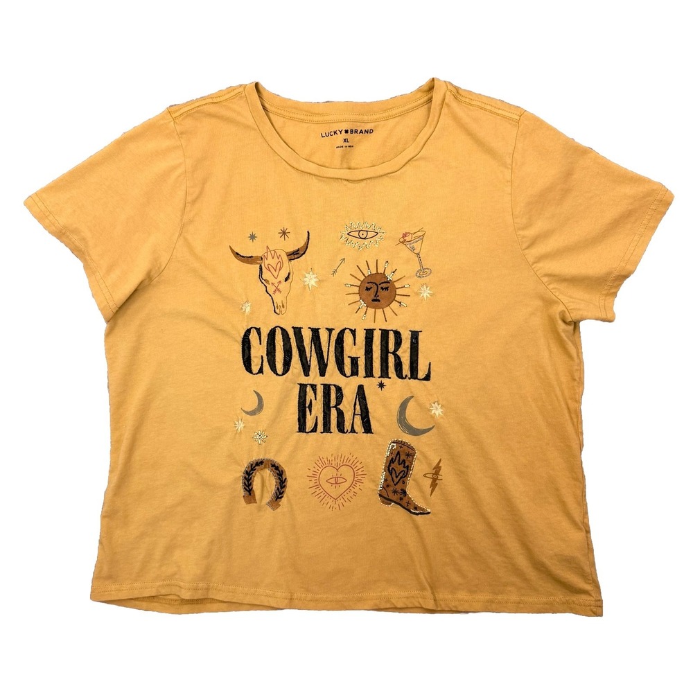 Lucky Brand Embroidered Cowgirl Era Shirt Womens XL Western Country College